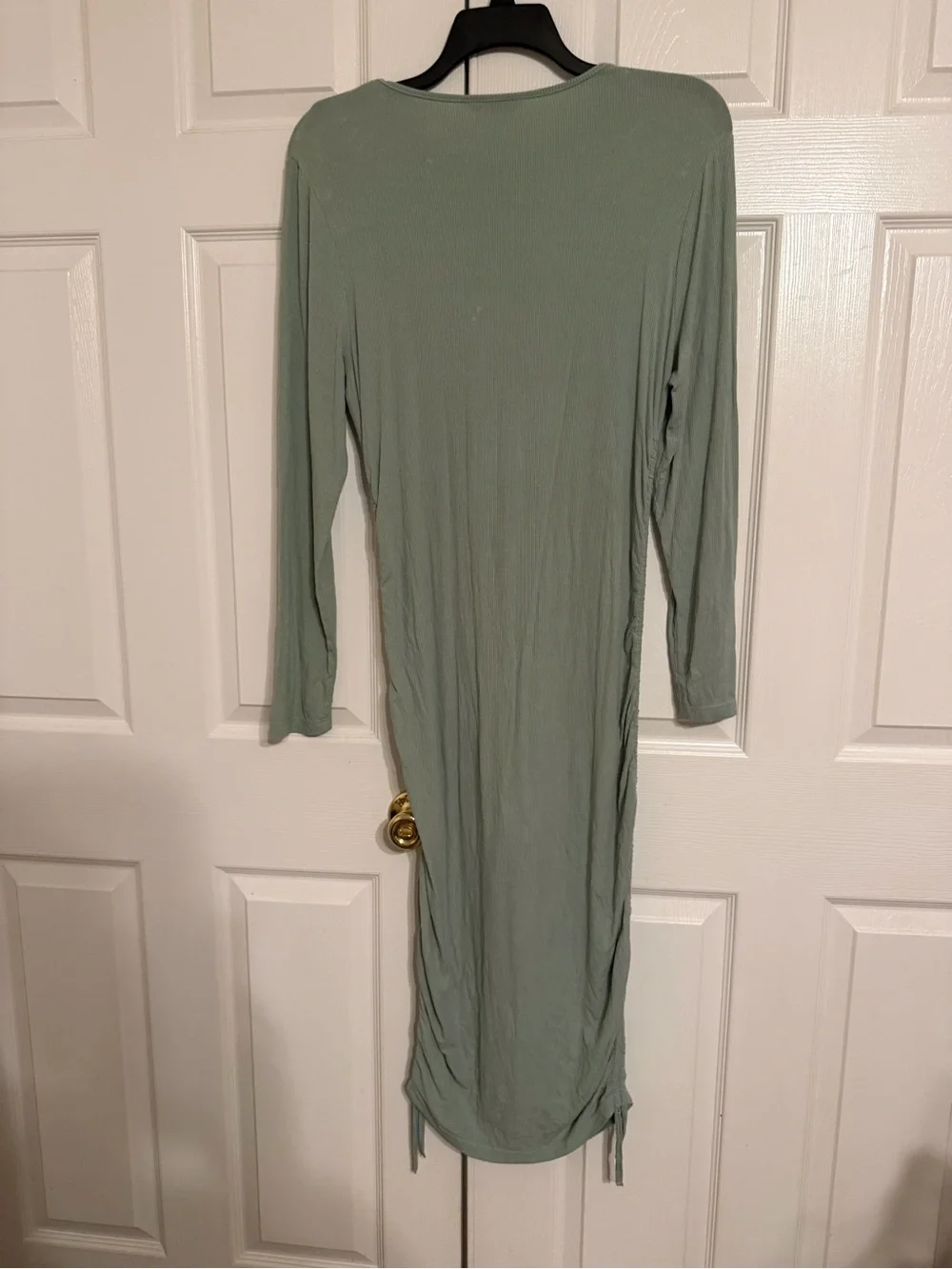 Long Sleeve Sage Green Midi Dress - Women